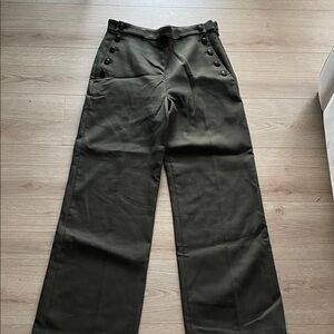 SEZANE Olive Green Wool blend Buttoned trouser Pants - size 42/ US 10
